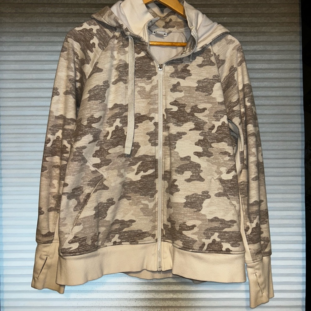 Athleta Neutral Camo Zip-Up Hoodie Jacket - Picture 2 of 8